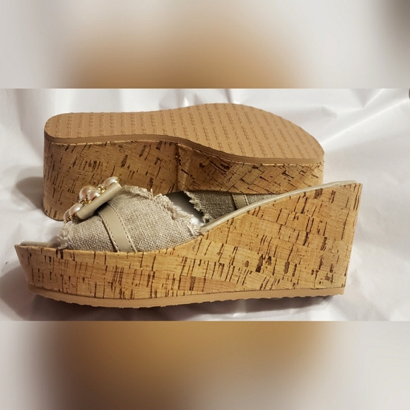 Yellow Box Embellished Wedge Sandals - Picture 9 of 15